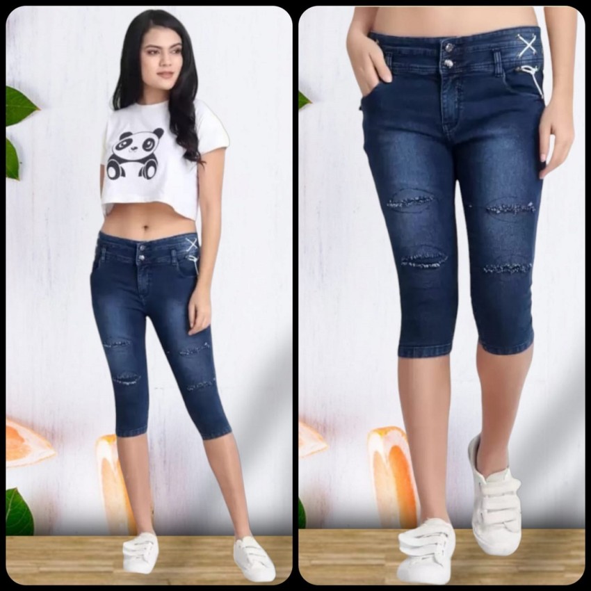 SheLook Women Denim Capri - Buy SheLook Women Denim Capri Online