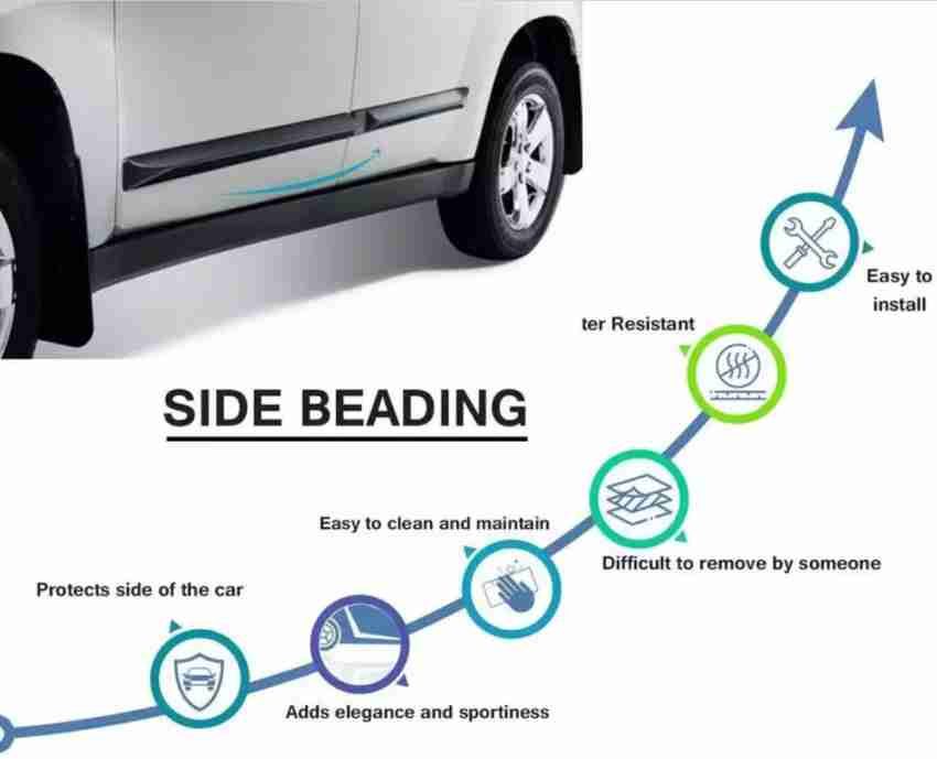 TECHMOZ MARUTI S PRESSO DOOR SIDE BEADING CHROME LINE SET OF 4 Car
