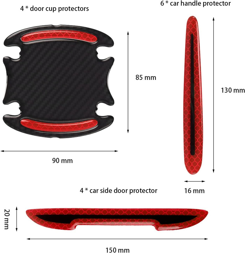 PROEDITION Car Door Handle Scratch Protector Sticker 8PCS Red X164