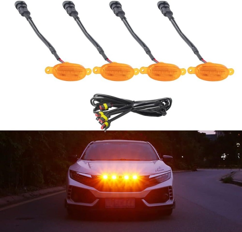 carempire 4Pcs Grill Light Waterproof Car Led Grille Amber Lights