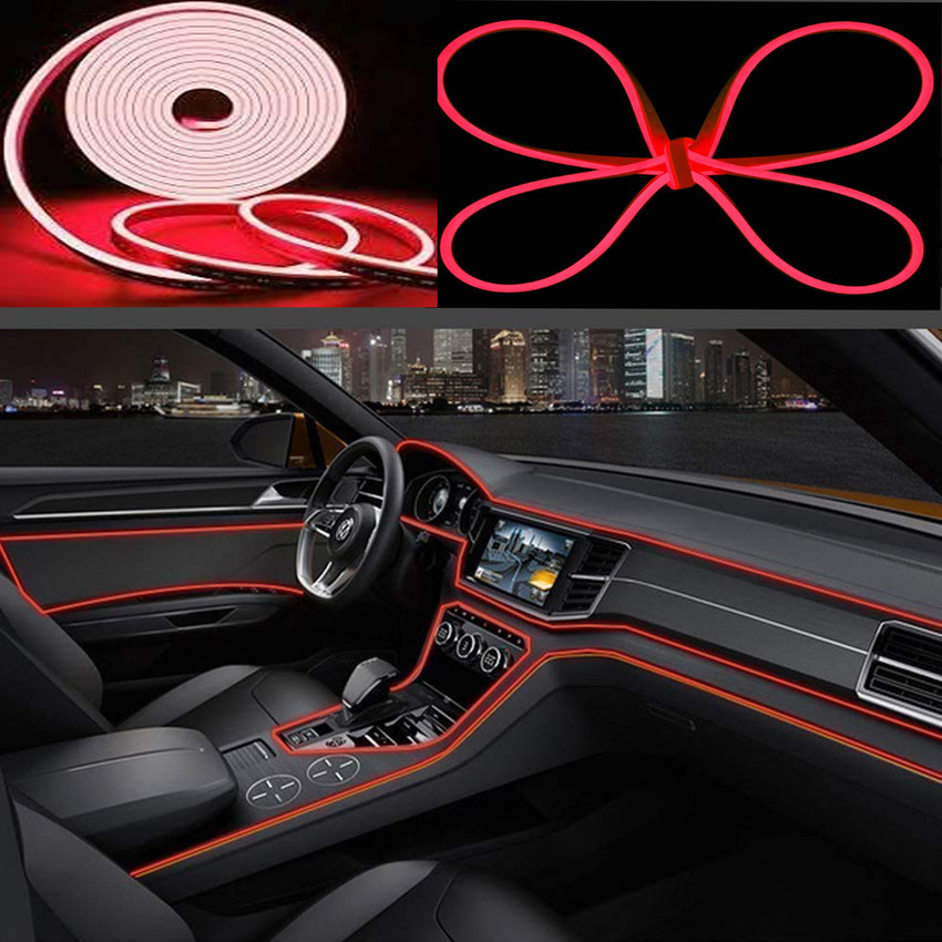 RWT 5 Meter Red Neon LED Flexible Strip Interior Exterior Car