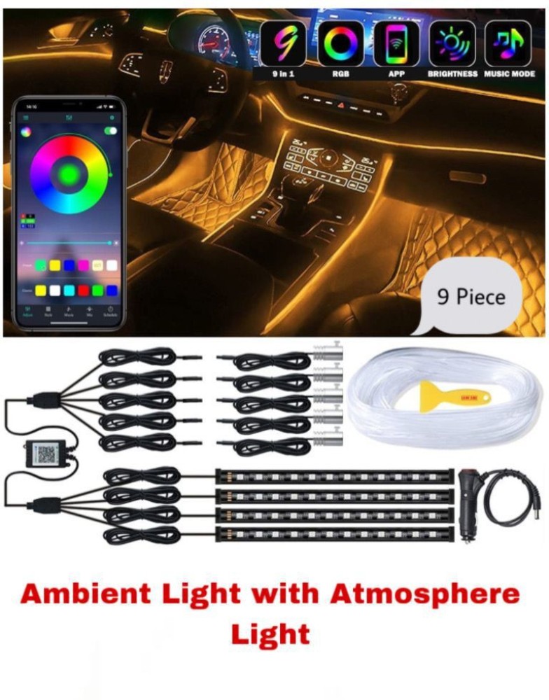RohanEshop Multicolour Ambient & Atmosphere Light For Car with Remote & App  Control - 9pcs Car Fancy Lights Price in India - Buy RohanEshop Multicolour  Ambient & Atmosphere Light For Car with