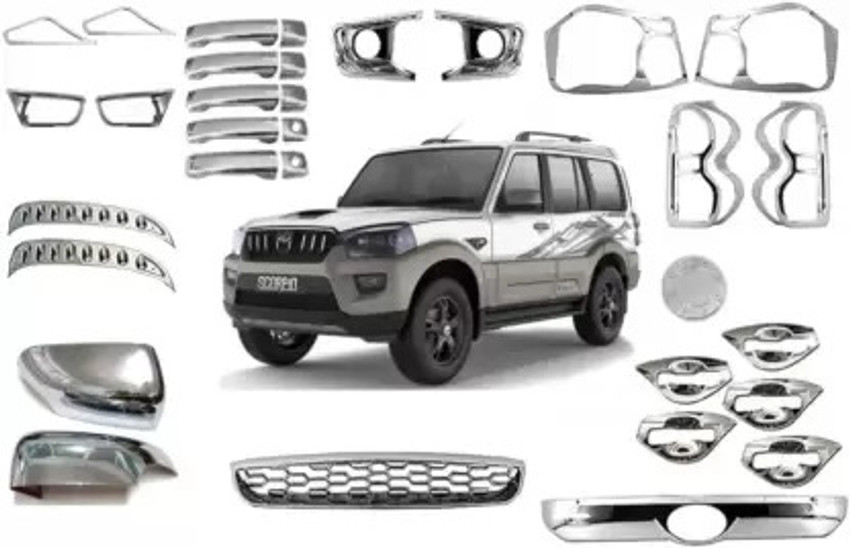 NITINMOTOR Exterior Chrome Accessories Combo Kit for Scorpio 2014