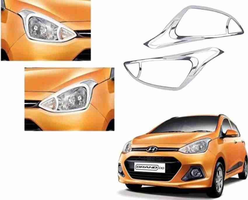 AMARIO Premium Quality Head Lamp Chrome Cover For Grand i10 2015