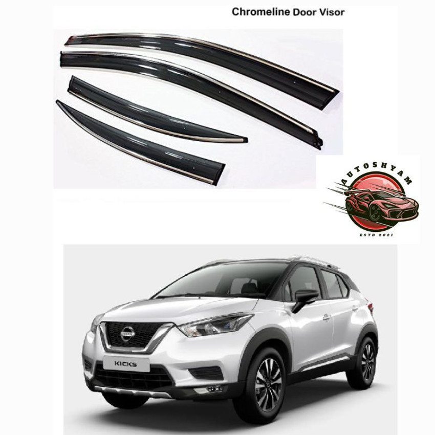 AUTOSHYAM ModifyStyle Chrome line Door Visor Wind Deflector Rain