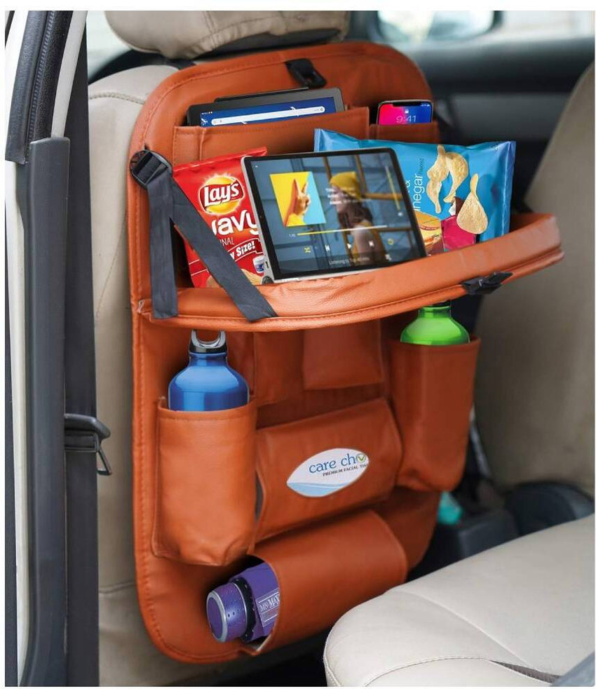 Seat back sales organizer with tray