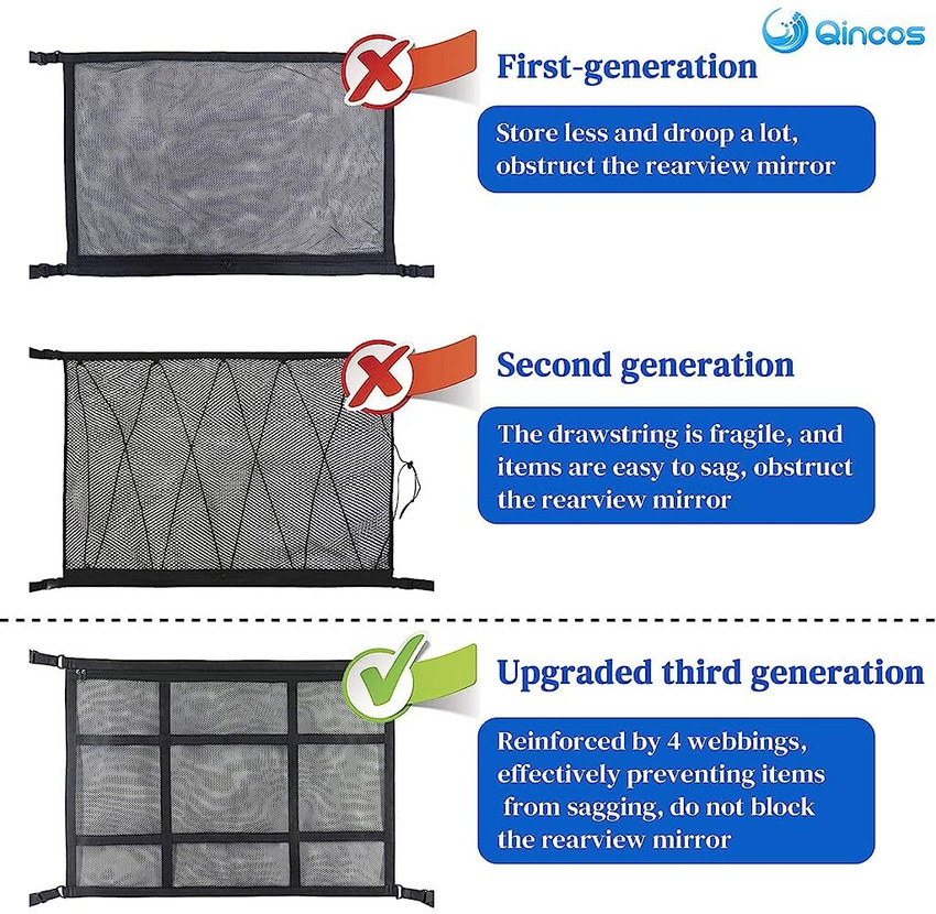 Car ceiling top mesh storage bag