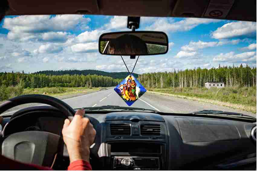 AFH Radha Krishna with Cow Religious Interior Car Hanging Ornament
