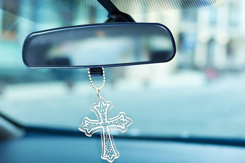 Crystal cross for car cheap mirror