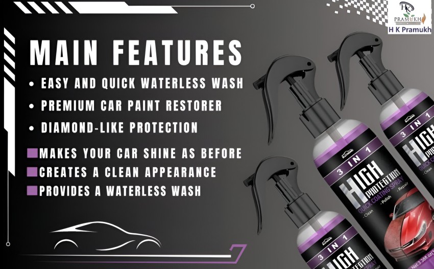 Lootzoo 3 In 1 High Protection Quick Car Coating Spray Clean