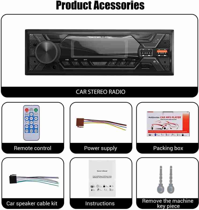 ALLEXTREME Car Stereo AM FM Radio Receiver/MP3 USB Aux-in Backlight  Bluetooth With Remote Car Stereo