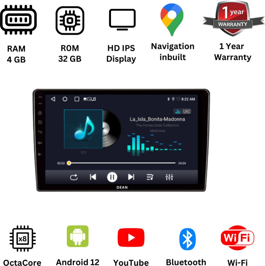 Car Stereo Universal 1 DIN 9 HD, CarPlay, Android Auto