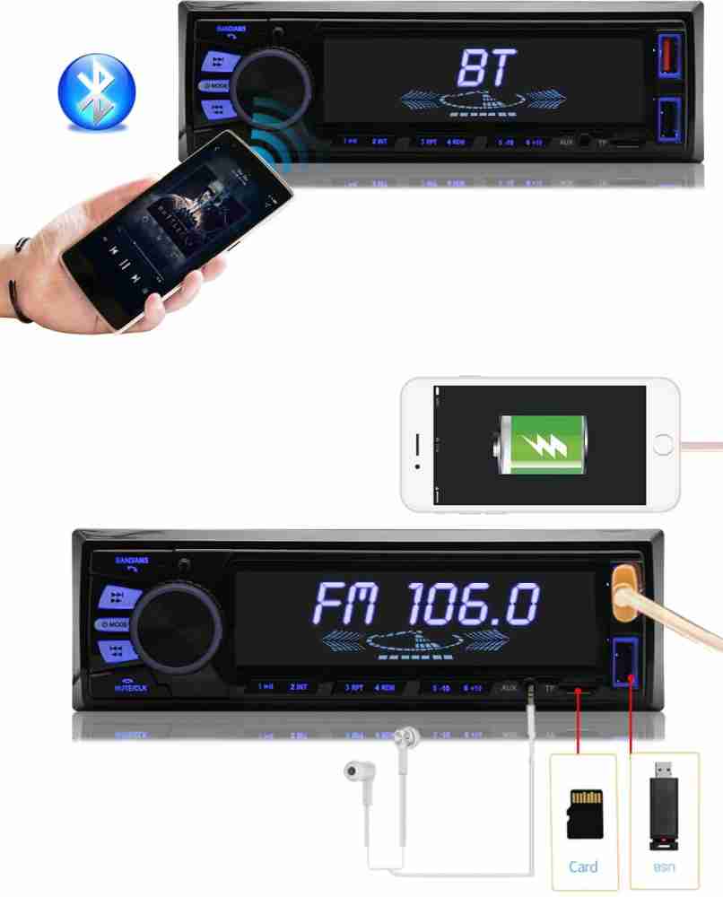 Autoradio VORDON avec kit mains libres Bluetooth,MP3/FM 1 Din avec  SD/AUX/2USB