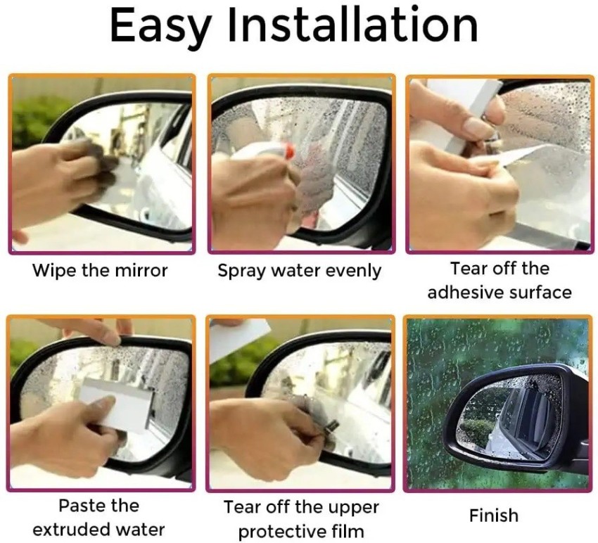 DEEJAY Car Rearview Mirror Film Anti-Fog , Anti-Mist Film Protector (Oval,  2 Pcs) Car Mirror Rain Blocker