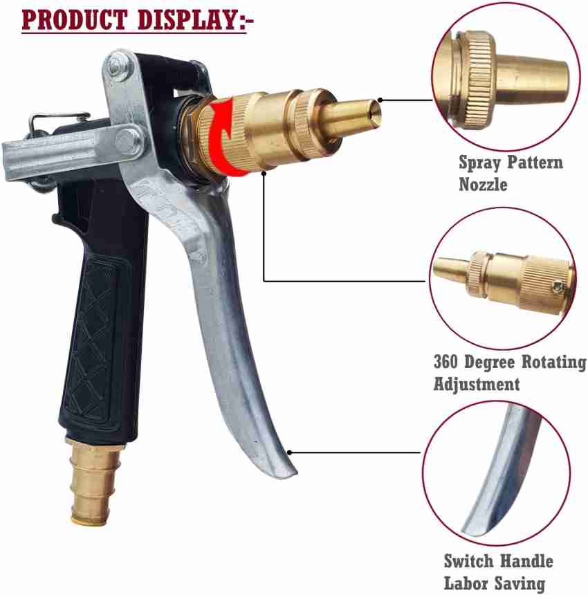 NIRVA High Pressure Brass Hose Nozzle Adjustable Water Spray gun