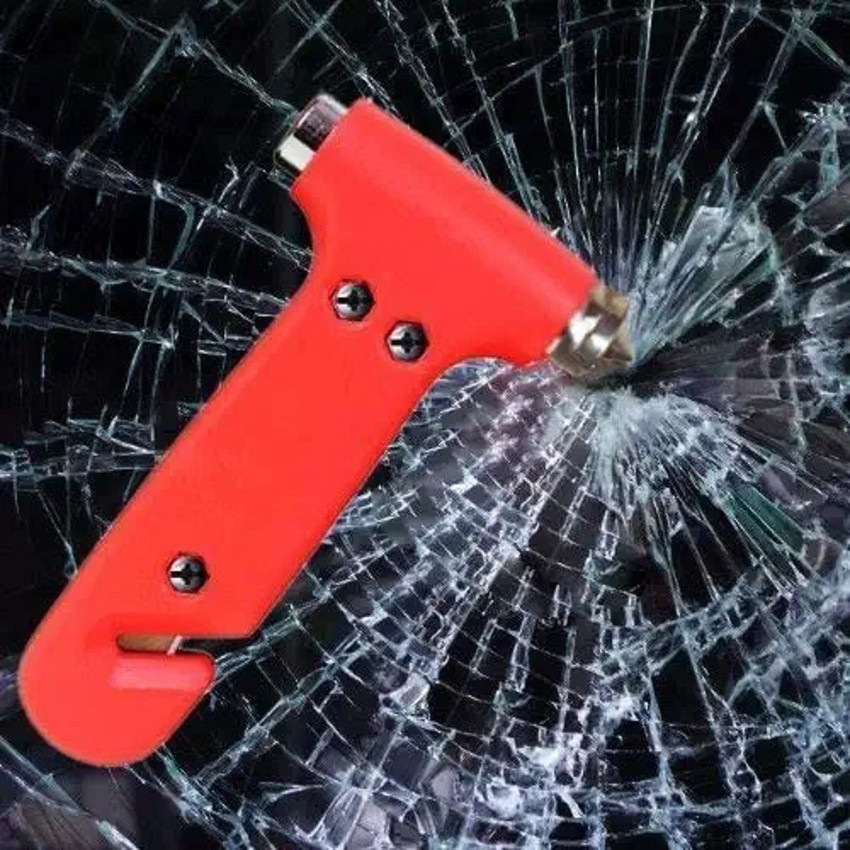 Safety belt cutter top and glass breaker