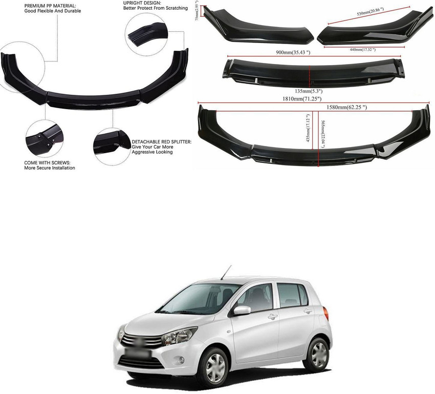 XZRTZ Car Front Bumper Spoiler Splitter Body Kit Side Skirt Front Bumper Guard 163 Matte Glossy Maruti Celerio Front Garnish Price in India Buy XZRTZ Car Front Bumper Spoiler Splitter Body