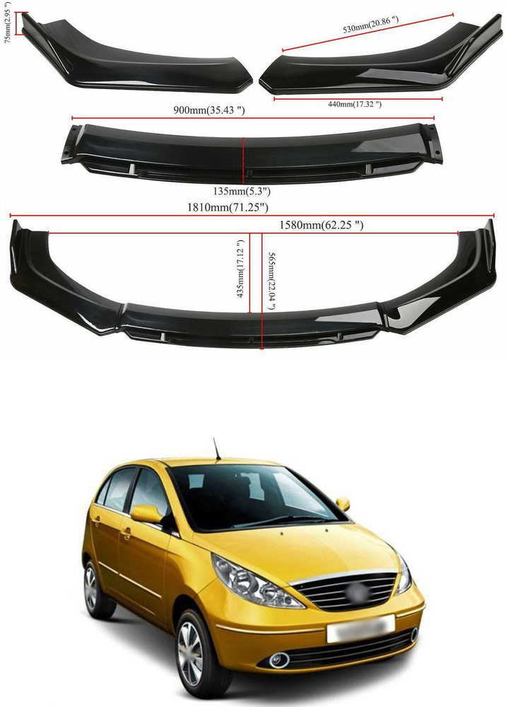 XZRTZ Car Front Bumper Spoiler Splitter Body Kit Side Skirt Front Bumper Guard 215 Matte Glossy Tata Indica Vista Front Garnish Price in India Buy XZRTZ Car Front Bumper Spoiler Splitter