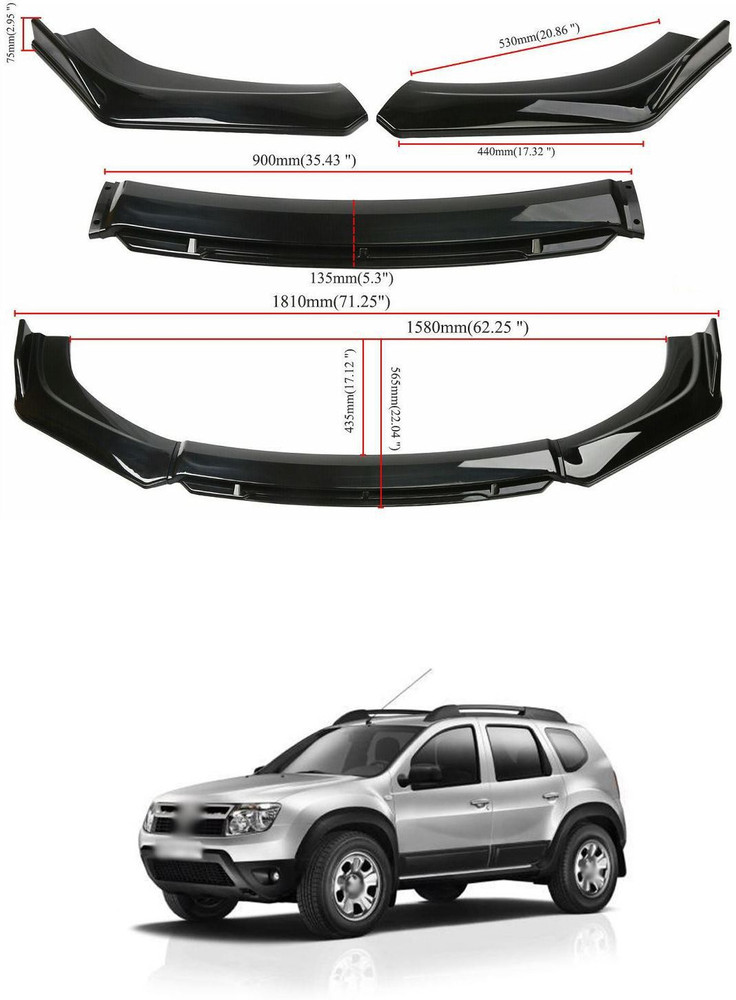 XZRTZ Car Front Bumper Spoiler Splitter Body Kit Side Skirt Front Bumper Guard 194 Matte Glossy Renault Duster Front Garnish Price in India Buy XZRTZ Car Front Bumper Spoiler Splitter Body