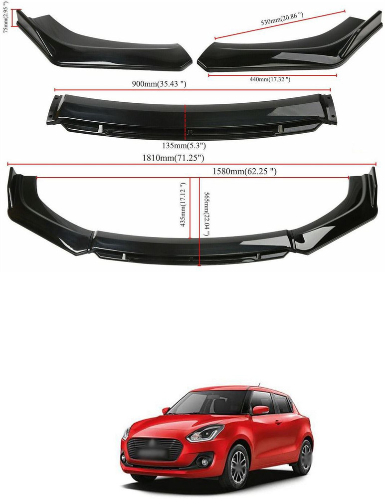 XZRTZ Car Front Bumper Spoiler Splitter Body Kit Side Skirt Front