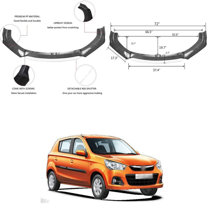 XZRTZ Car Front Bumper Spoiler Splitter Body Kit Side Skirt Front Bumper Guard 935 Matte Glossy Maruti Alto K10 Front Garnish Price in India Buy XZRTZ Car Front Bumper Spoiler Splitter