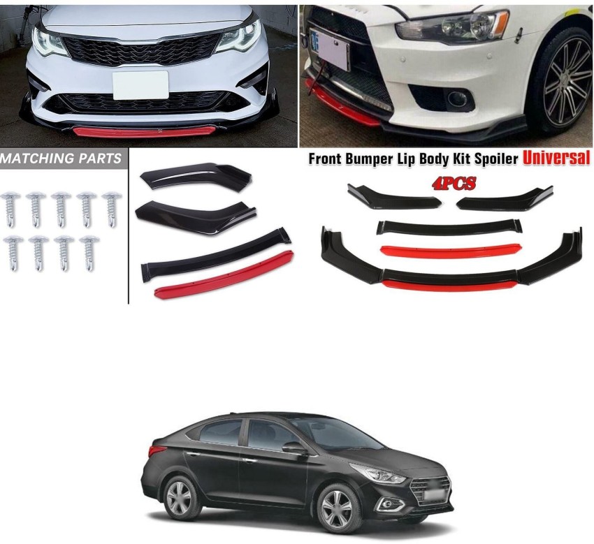 Carbon Fiber 4Pcs Car Front Bumper Lip Spoiler Body Kit + Side Skirt + Rear  Lip