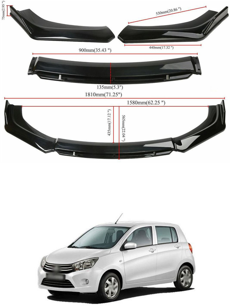 XZRTZ Car Front Bumper Spoiler Splitter Body Kit Side Skirt Front Bumper Guard 163 Matte Glossy Maruti Celerio Front Garnish Price in India Buy XZRTZ Car Front Bumper Spoiler Splitter Body
