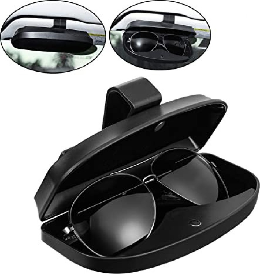 CAR HUB Black Car Sunglass Holder Storage Box Card Holder Black