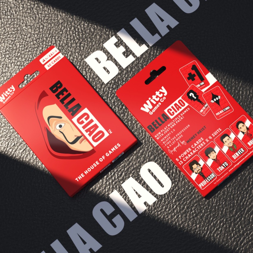 Witty Games Co Bella Ciao- Card Game (Multi Games inspired by Money Heist)-Pack  of 2 - Bella Ciao- Card Game (Multi Games inspired by Money Heist)-Pack of  2 . shop for Witty Games Co products in India.