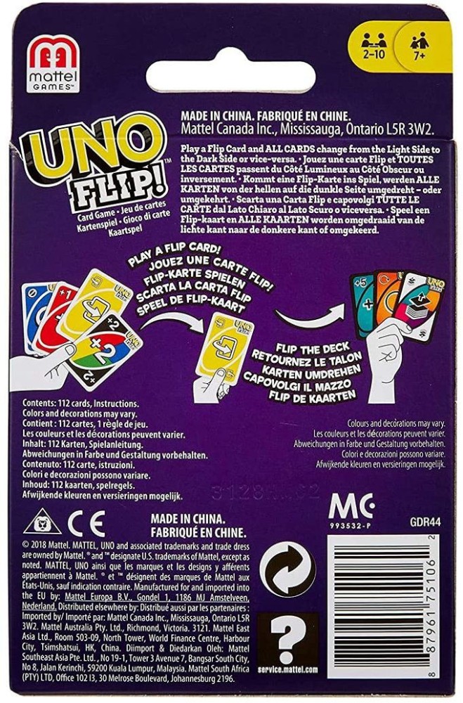 UNO FLIP, Family Card Game, with 112 Cards, Makes a Great Gift for 7 Year  Olds and Up