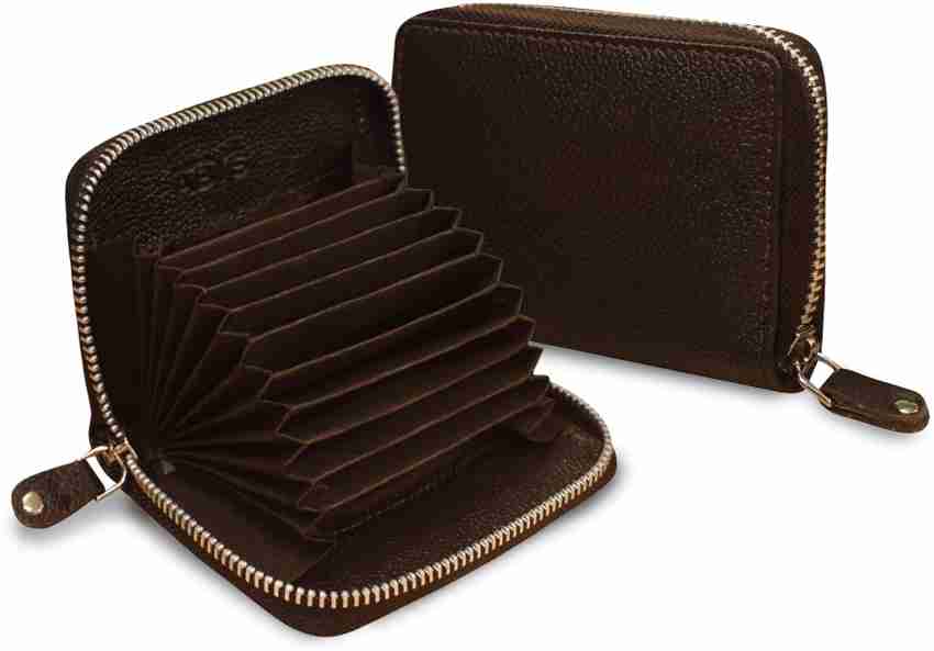 ABYS 100 Genuine Leather Men Wallet ATM Card Case Money Purse Card Holder with Zip Closure Brown Brown Price in India Flipkart