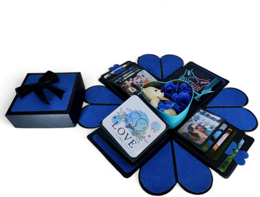 Buy/Send Handmade Blue Luxe Personalised Explosion Photo Gift Box Online-  FNP