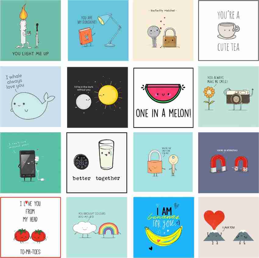 Productlance Set of 16 Love Cards Cute Quirky Cards for Love