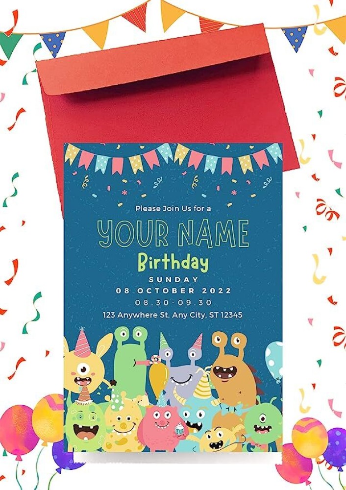 Yellow Nuts Customized Birthday Invitation Cards For Kids Girls Boys Bear  Jungle Theme Set of 16 (Without Envelopes)