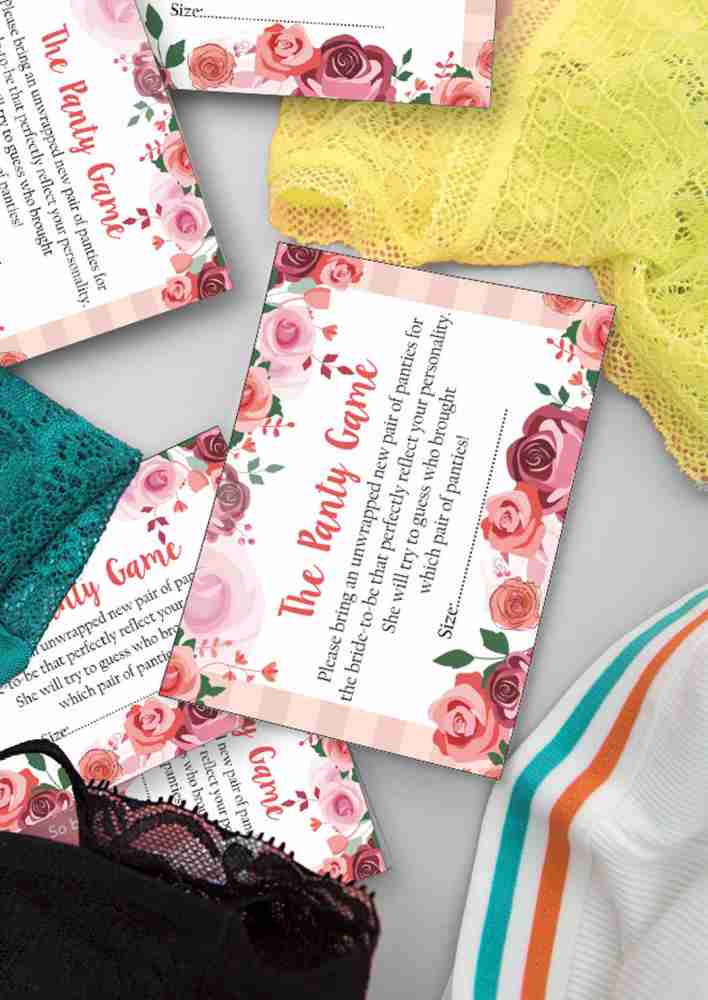Inkdotpot Girls Night Out Bachelorette Party Panty Game Lingerie Shower  Bridal Shower Game 1 Sign+ 30 Size CardsWhite 