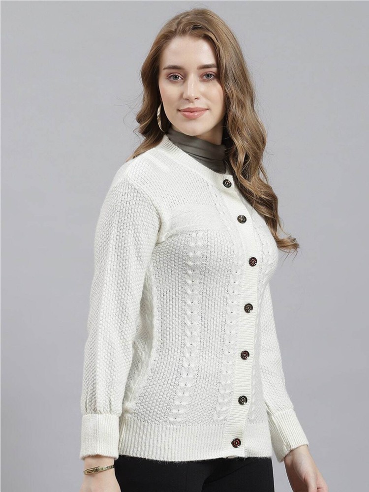 White sweater hot sale with buttons