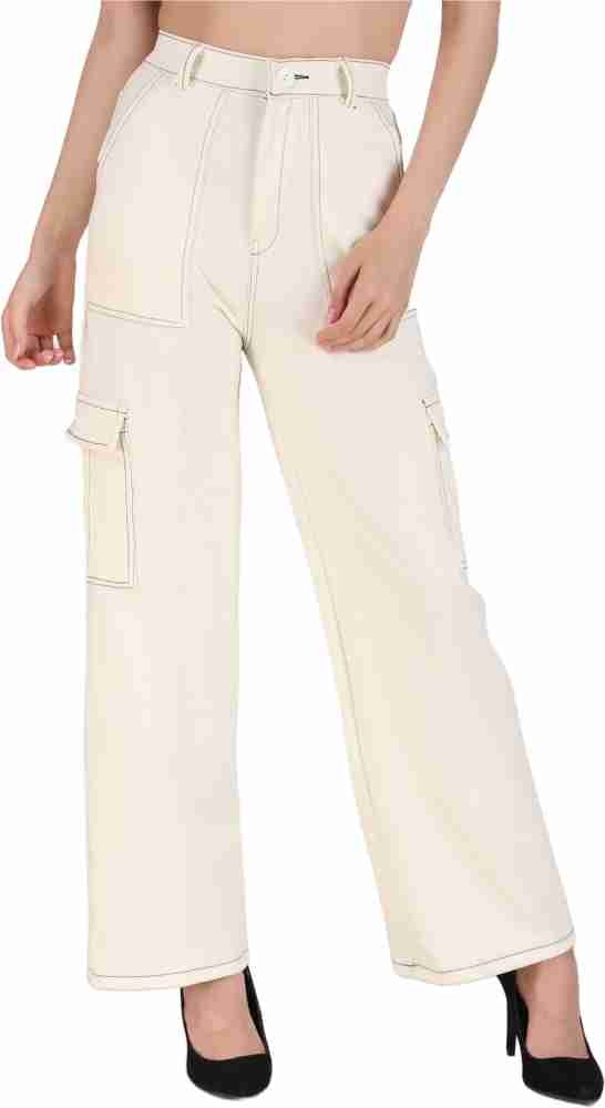 FNOCKS Regular Fit Women Beige Trousers - Buy FNOCKS Regular Fit