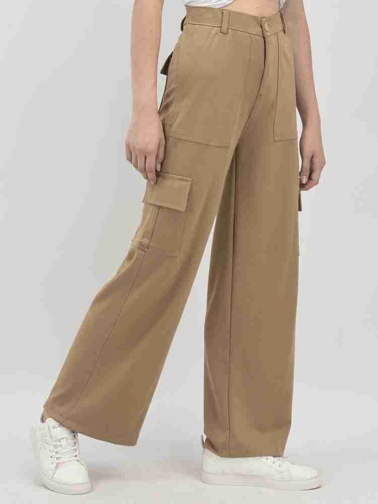 Buy Khaki Trousers & Pants for Women by FNOCKS Online