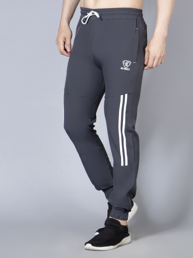 We Perfect Striped Men Grey Track Pants - Buy We Perfect Striped