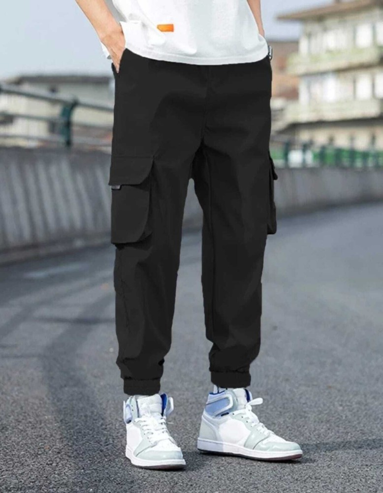 Buy AB CUSTOMS Swagger Men Black Flap Pocket Zip Detail Drawstring Waist Cargo  Pants at Amazonin