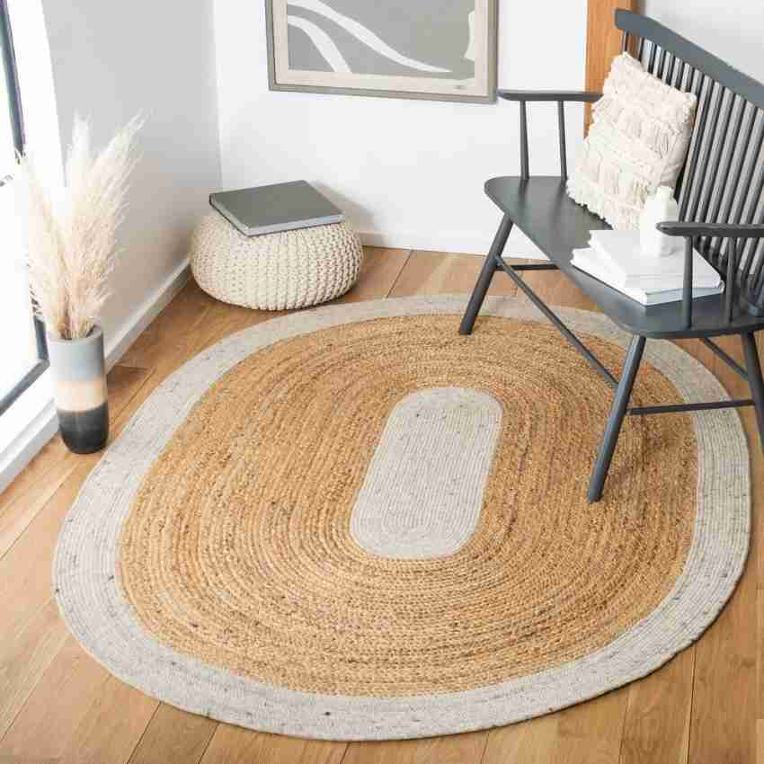 Round Rug Jute & Cotton Braided Floor area Carpet/ Mat Modern Living Room  Rugs