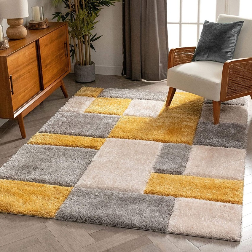 Taukir carpets Yellow, Silver Polyester, Silk Carpet - Buy Taukir carpets  Yellow, Silver Polyester, Silk Carpet Online at Best Price in India