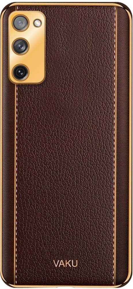 Vaku ® Samsung Galaxy S20 FE Cheron Series Leather Stitched Gold Elect –