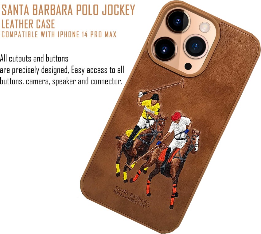 ViNaR Novelties Back Cover for iPhone 14 Pro Max Santa Barbara Polo &  Racquet, Leather Plaid Case, Threaded Emboidery - ViNaR Novelties 
