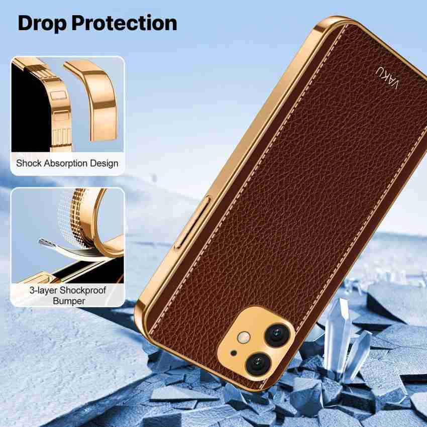 Vaku ® Apple iPhone 12 Cheron Leather Electroplated Soft TPU Back