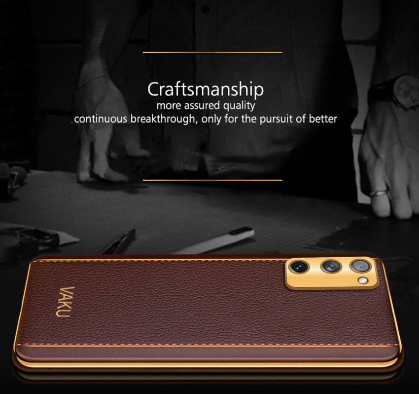 Vaku ® Samsung Galaxy S20 FE Cheron Series Leather Stitched Gold Elect –