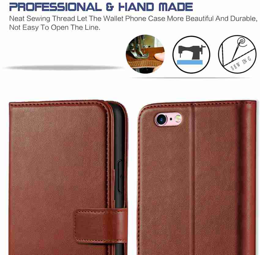 iPhone 6 Leather Wallet Case - With Cards Pocket and Stand