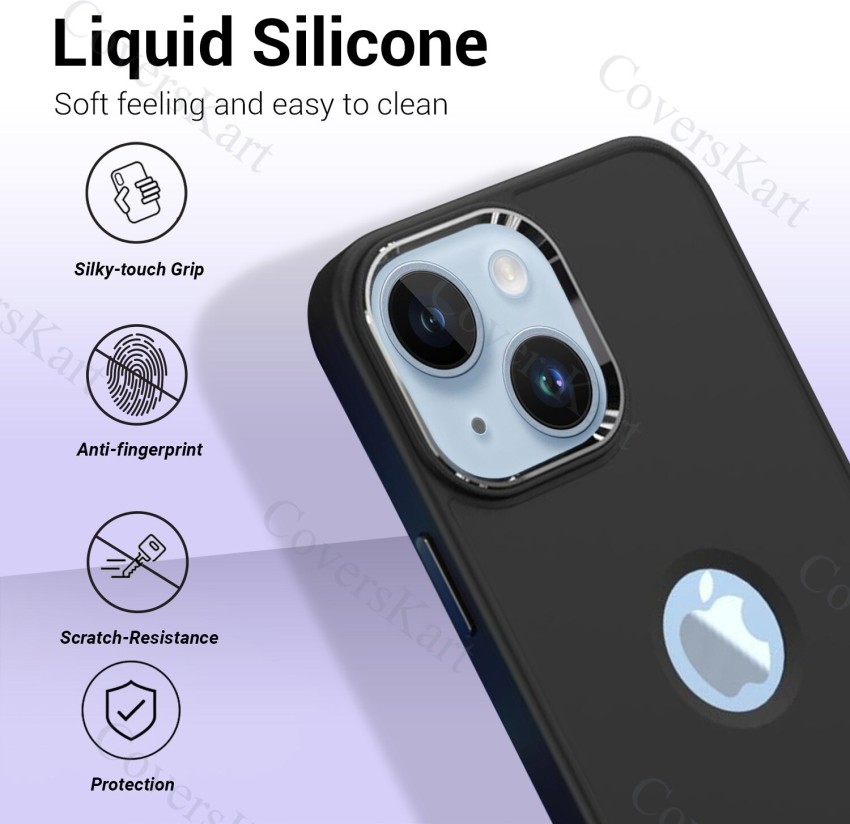 Coverskart Back Cover for iPhone 14, Liquid Silicone Metal Shiny Ring  Camera Logo View Case - Coverskart 