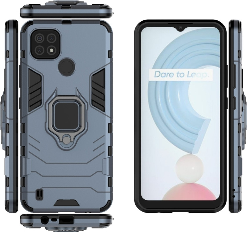 MOBILOVE Back Cover for Realme C21 Defender Kickstand 360 Degree