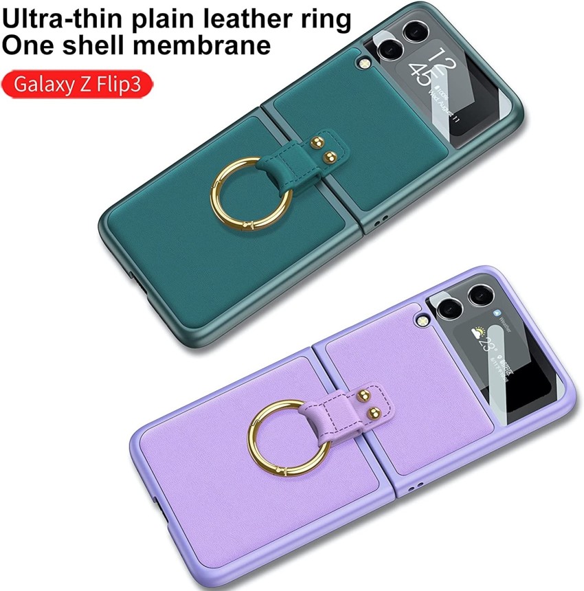 For Samsung Galaxy Z Flip 4 3 Luxury Retro Leather Trunk Square